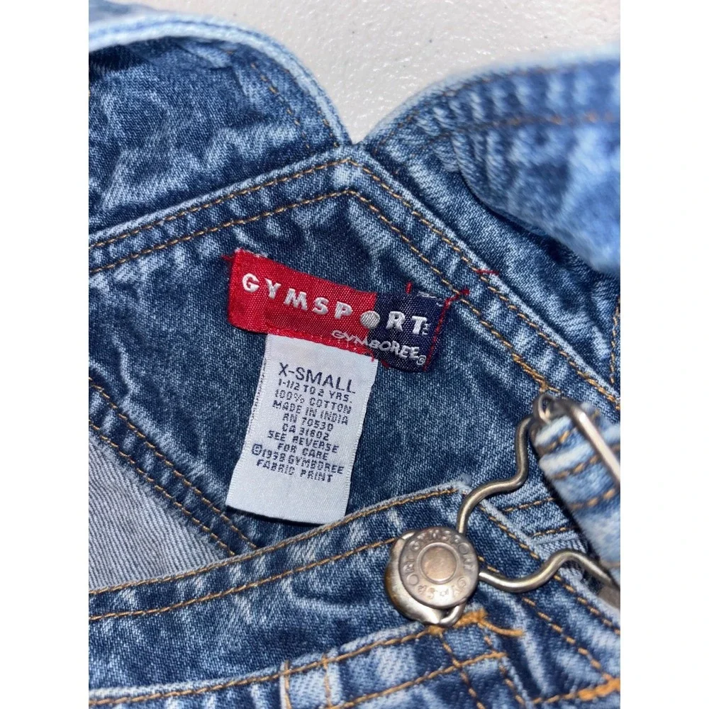 VINTAGE 90's GYMBOREE Denim Overalls Shortalls GYMSPORT Blue Toddler 18 24 Month
